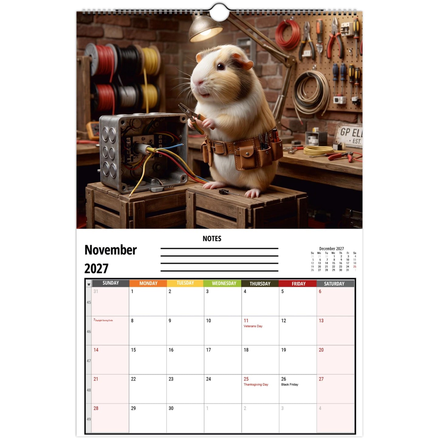 Funny Guinea Pig Wall Calendar 2027