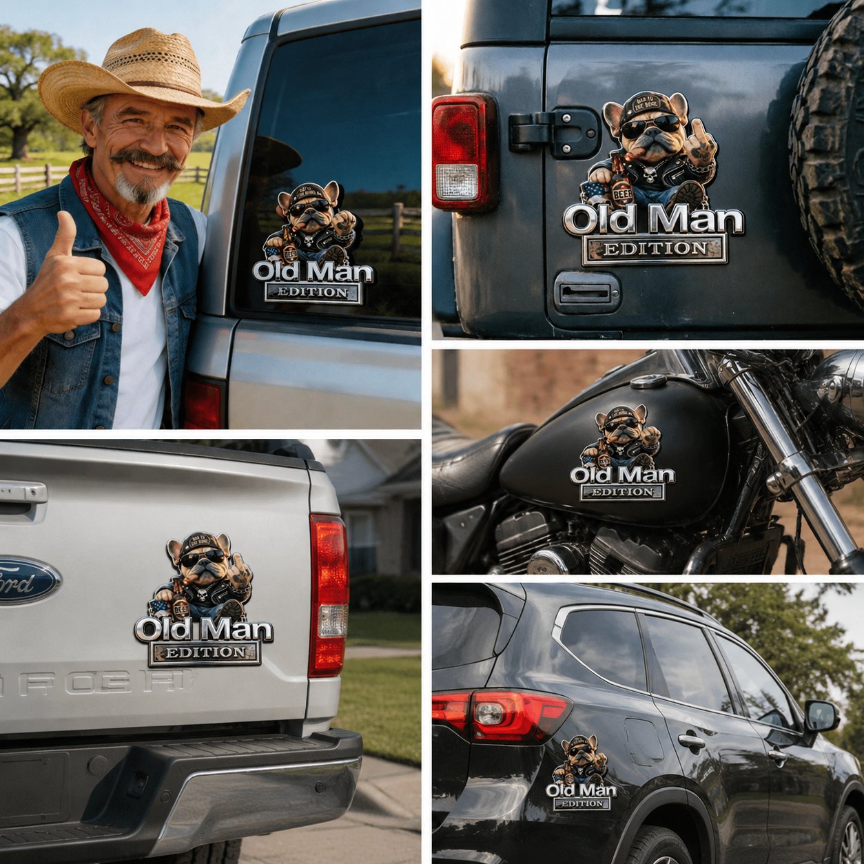 🚗 Funny Old Man Edition Vehicle Badge — Chrome Metal Emblem, Perfect Father's Day & Birthday Gift for Dad, Grandpa, Husband, Truck & SUV Owners