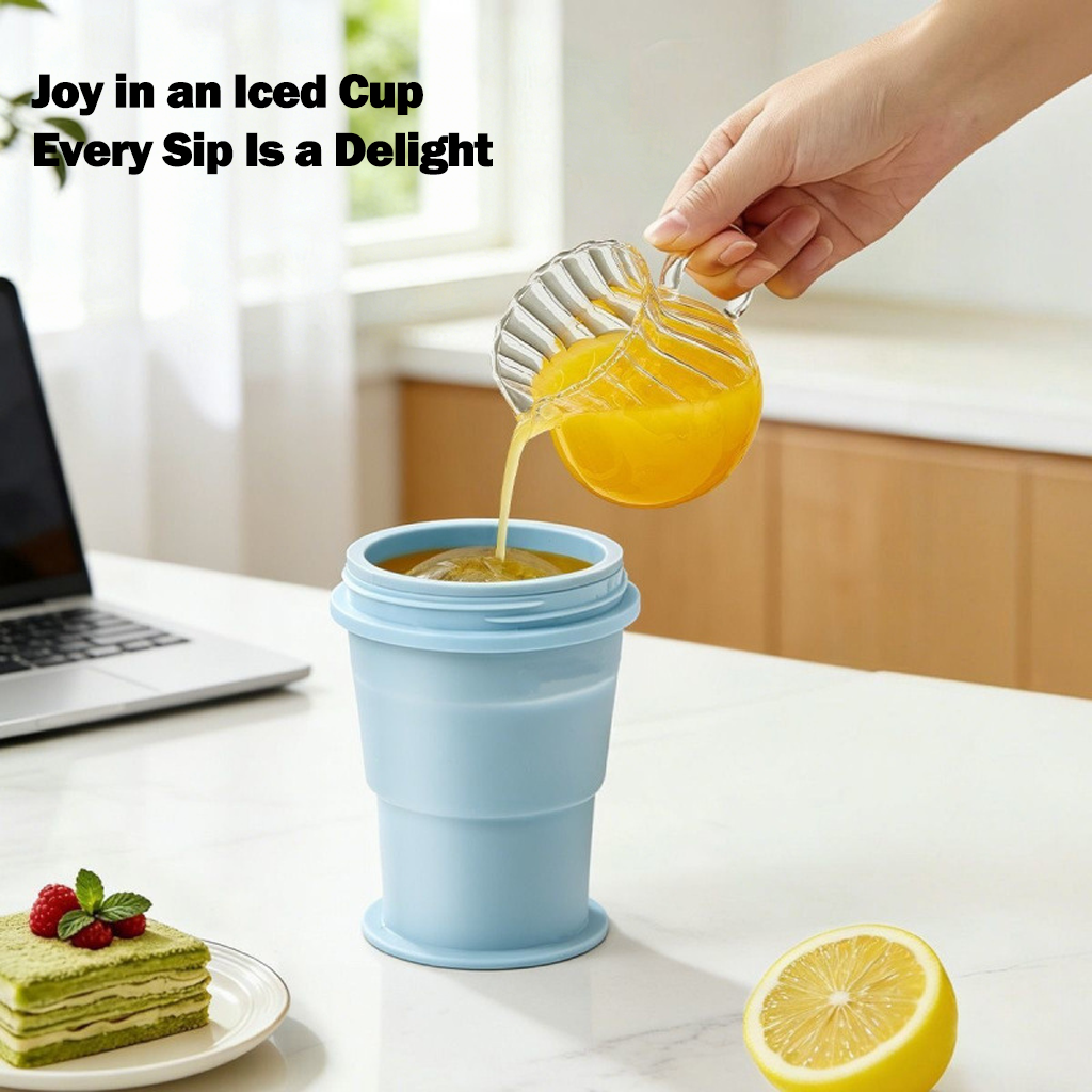🧊Portable Folding Ice Hockey Cup, Creative Silicone Food Grade Ice Cup Mold With Straw, Handy Cup For Summer Outings.