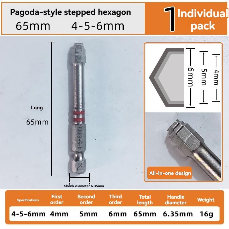 ๐ง All-in-One Pagoda Hex Screwdriver Bit Set (6PCS)