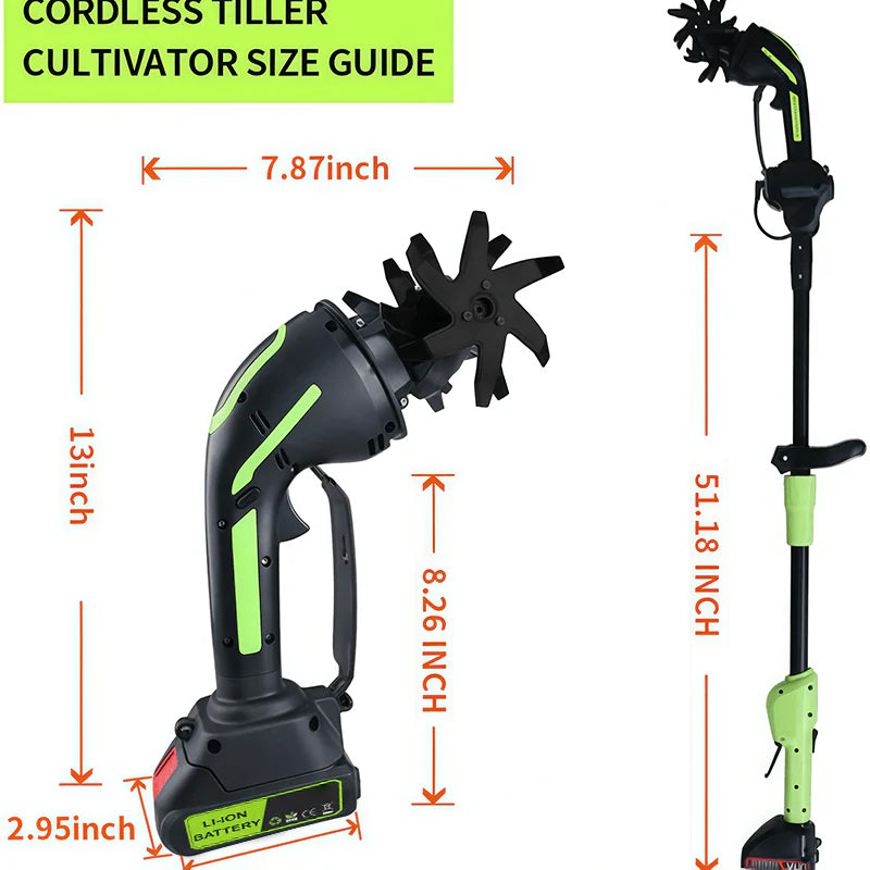 Dailyard™ Multifunctional 2-in-1 Cordless Tiller & Cultivator with Telescopic Pole