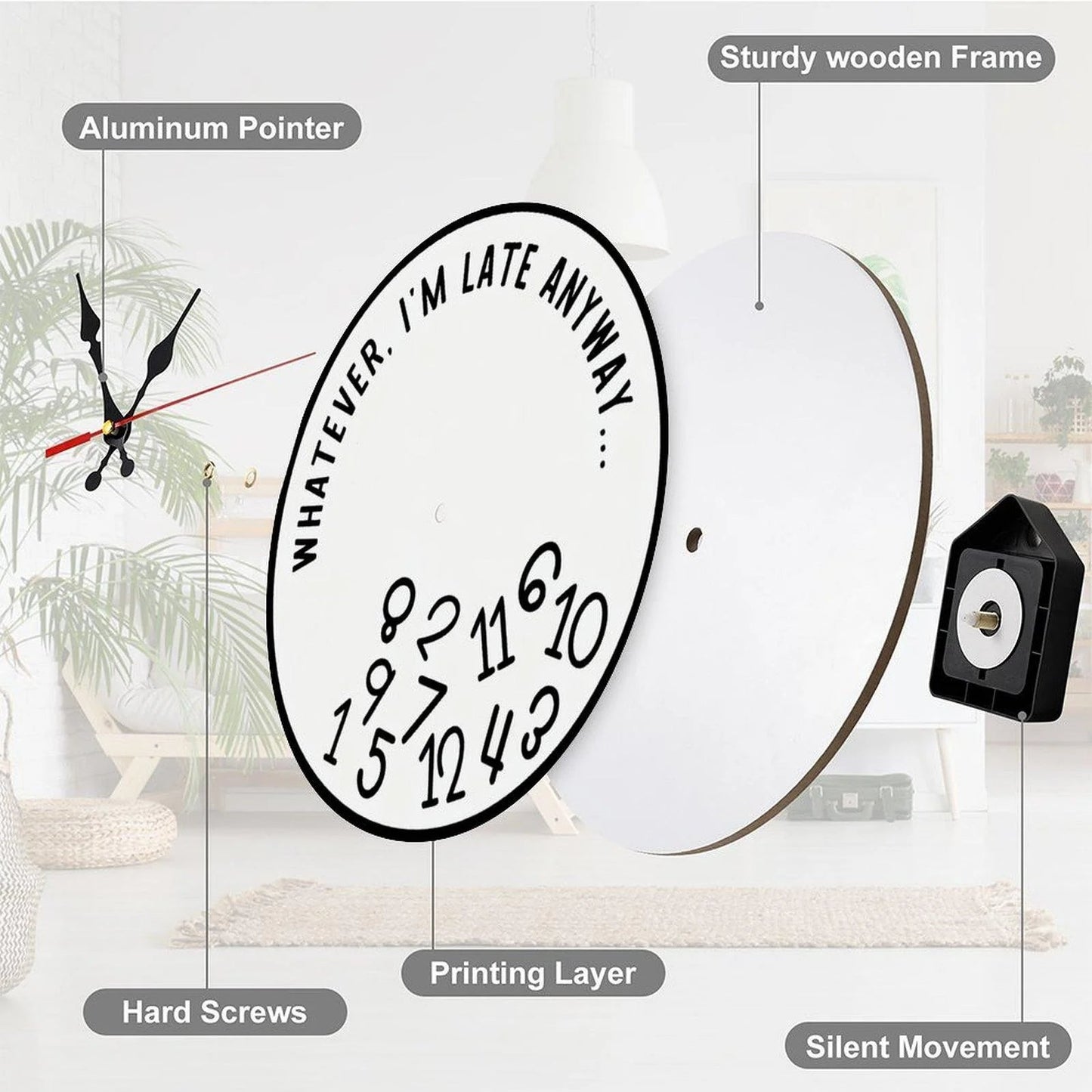 🔥Last Day 49% OFF -"I'm Late Anyway" Wall Clock😂⏰