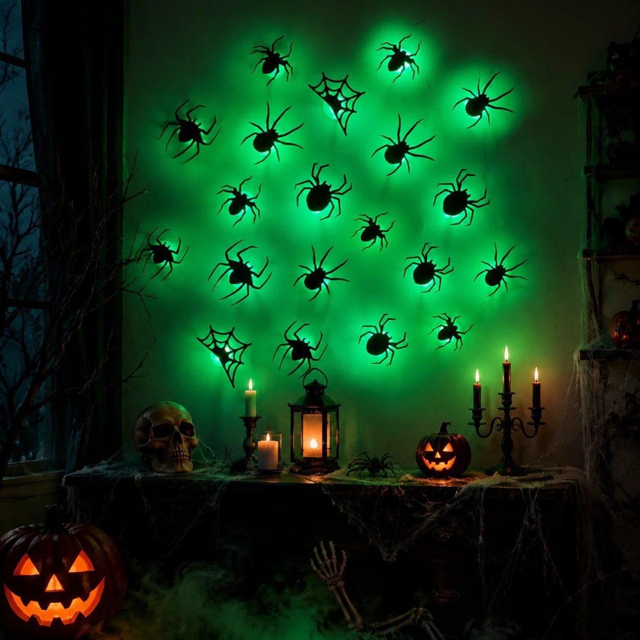 Glowing 3D Sculpted Halloween Wall Decor – Spooky Cordless Party Wall Art