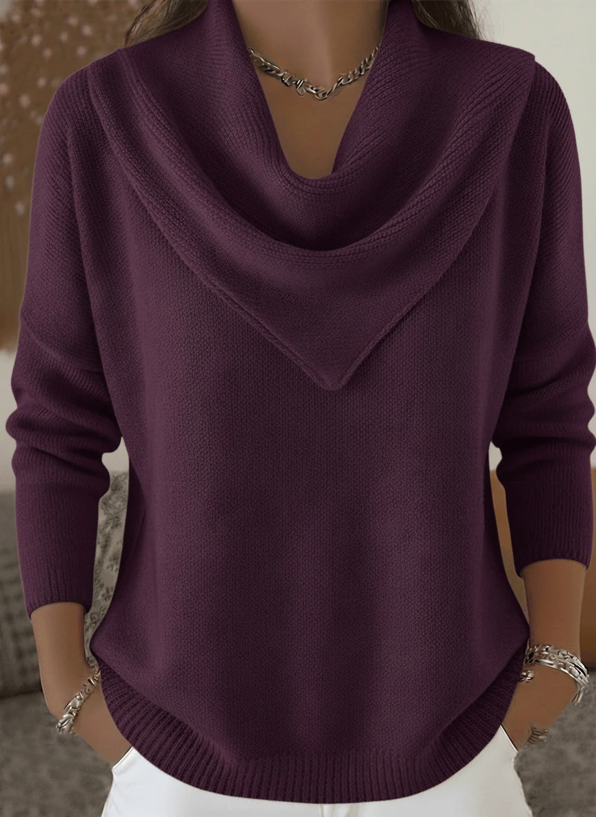 🔥Elegant Retro Soft Triangle Neck Solid Color Sweater Top