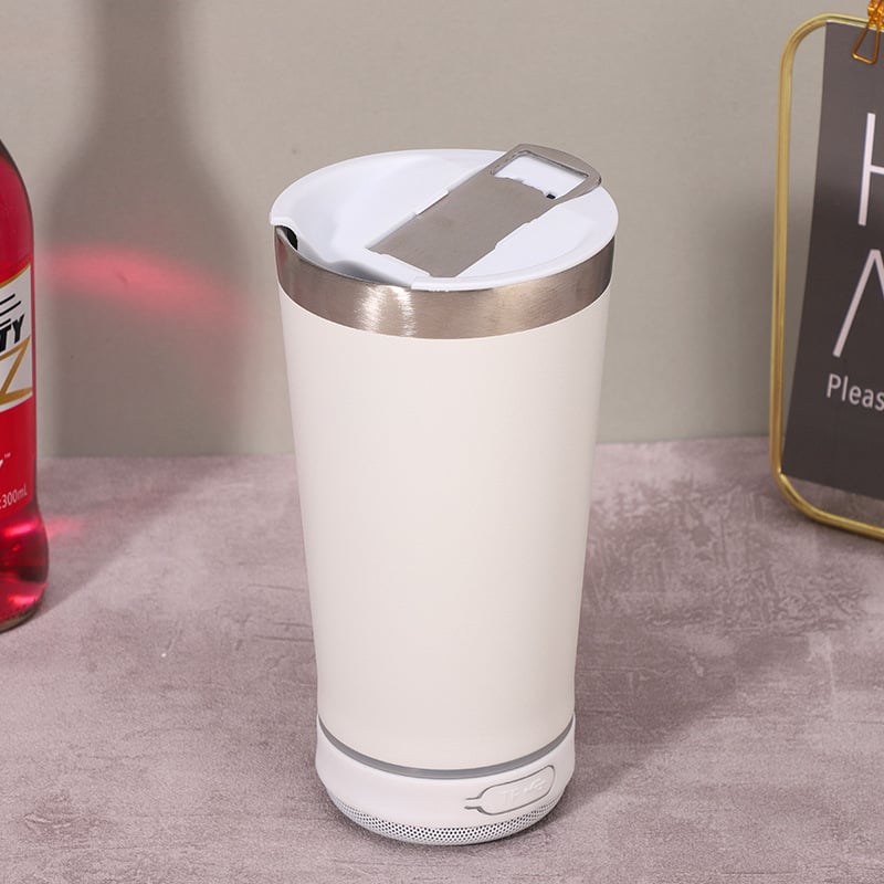 Stainless Steel 16.oz Nsulated MUG With Built-in Bluetooth Speaker Rechargeable Wireless Multi-color LED Lights Prefect Gift