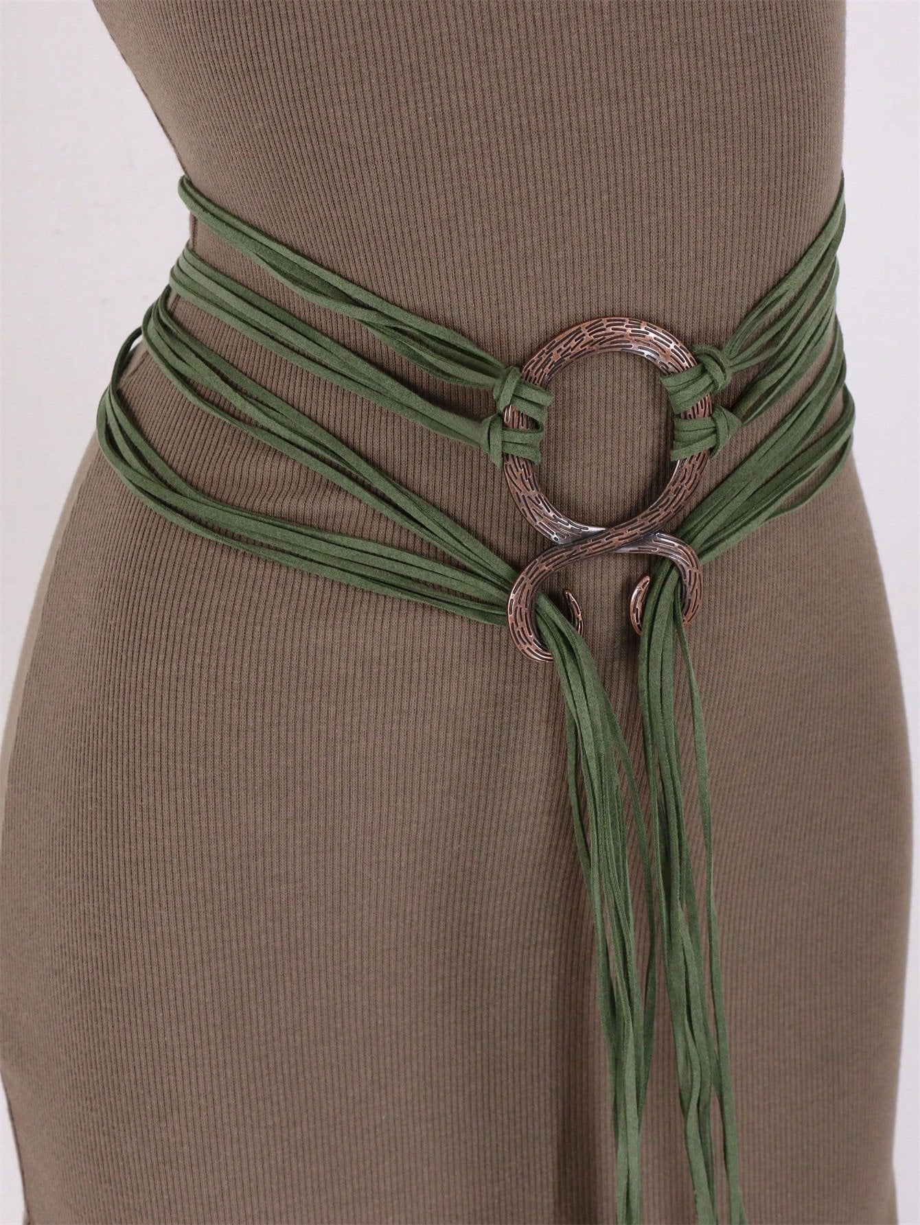 ð¥Medieval Viking Braided Leather Belt Set, with Ring Buckle & Tassel Decorations