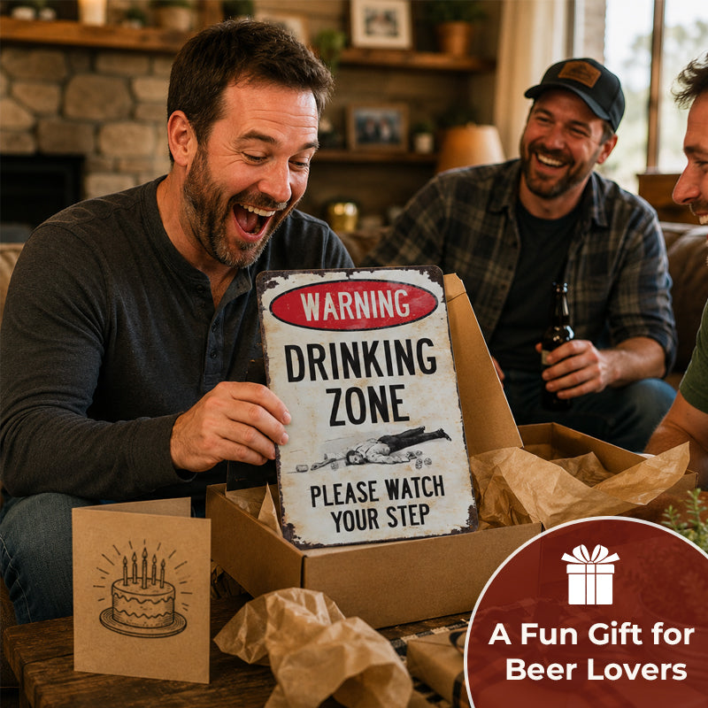Funny Warning Drinking Zone Vintage Bar Metal Sign 🍻🚧