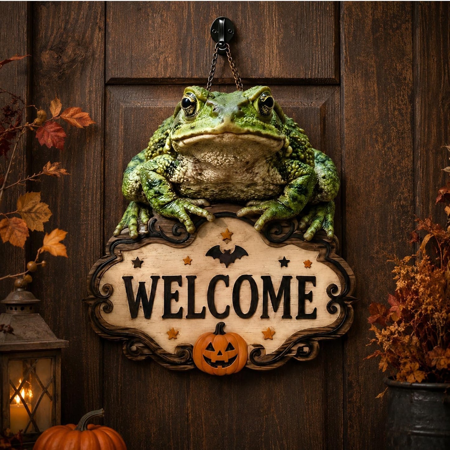 Halloween Skeleton Hand Welcome Hanging Sign