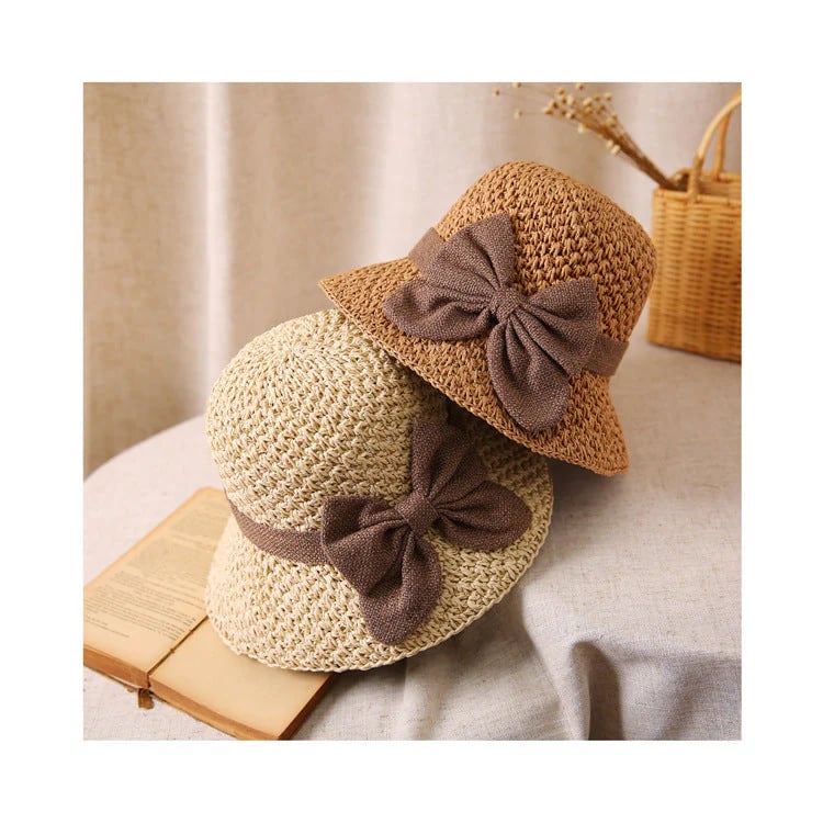 ✨Straw Hat with Retro Bow – Foldable & Breathable for Summer