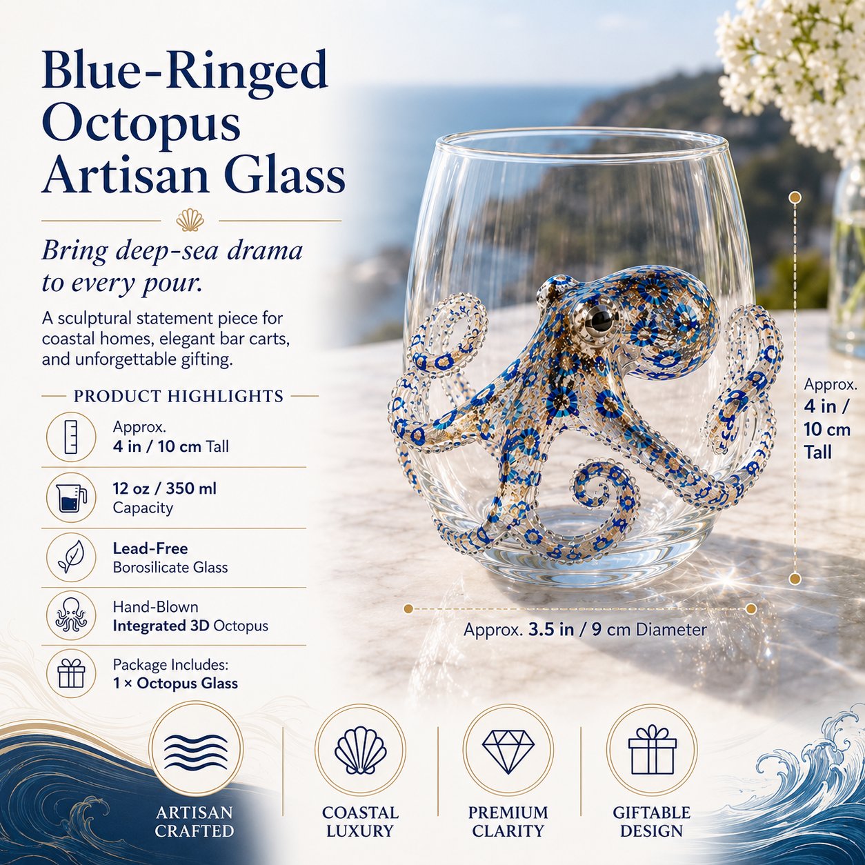 🌊 3D Ocean Animal Artisan Glassware Collection