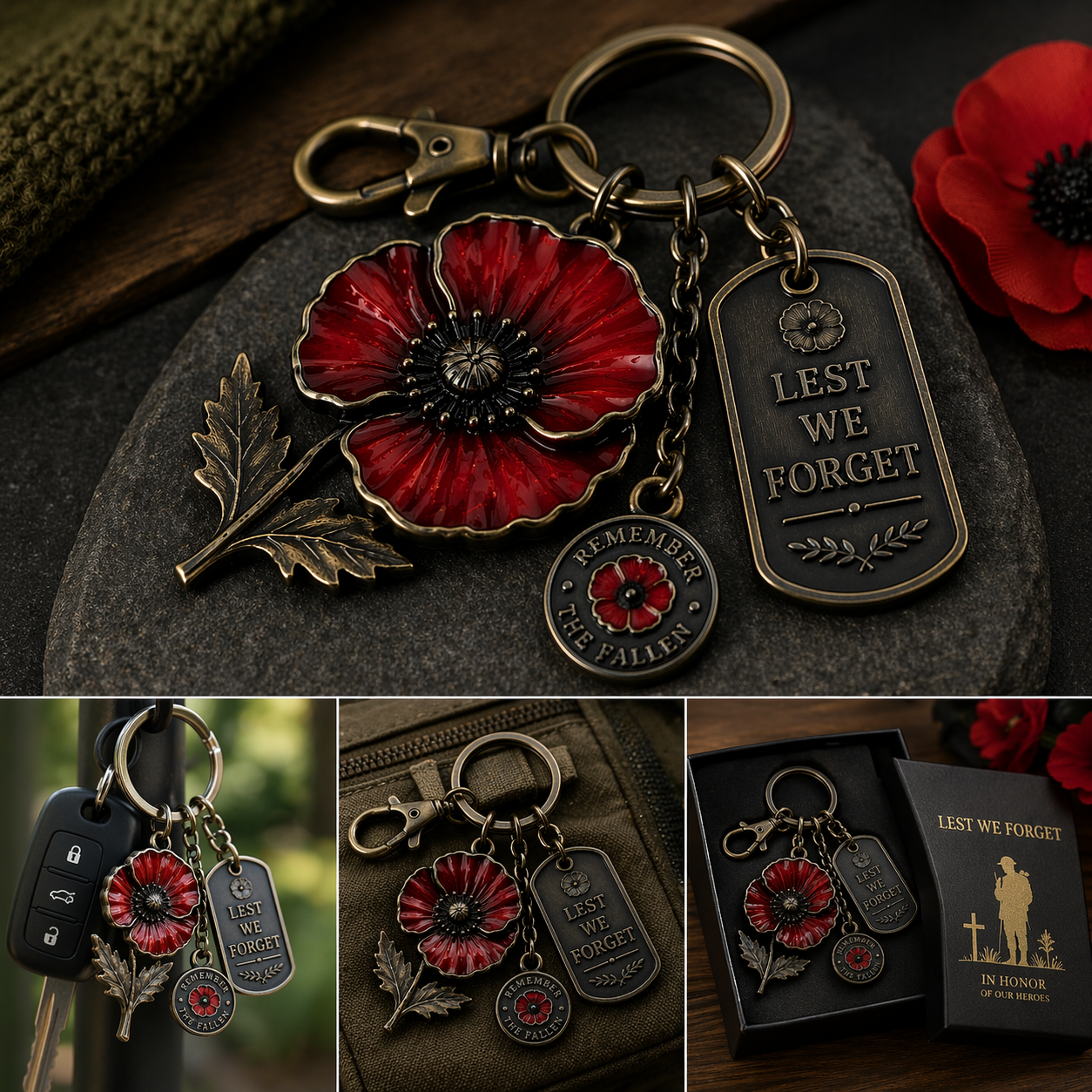 🌺 Remembrance Poppy Keychain