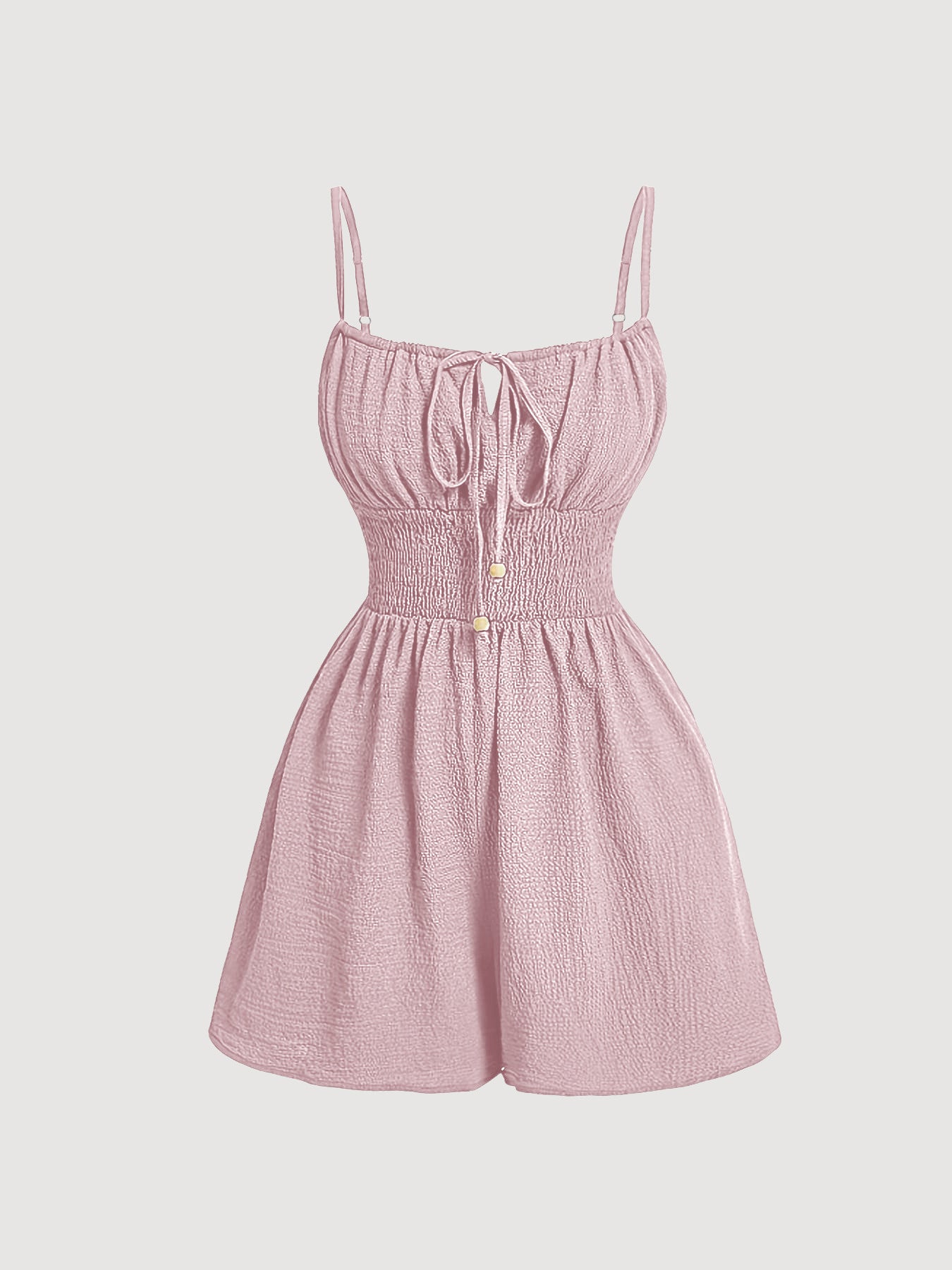 💥 Women's Crinkle Textured Playsuit – Smocked Waist, Bow-Tie Bodice, Hourglass Fit ✨