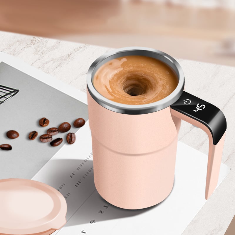 Electric coffee mug with a built-in LCD thermometer, perfect for brewing coffee, milk, cocoa, etc.