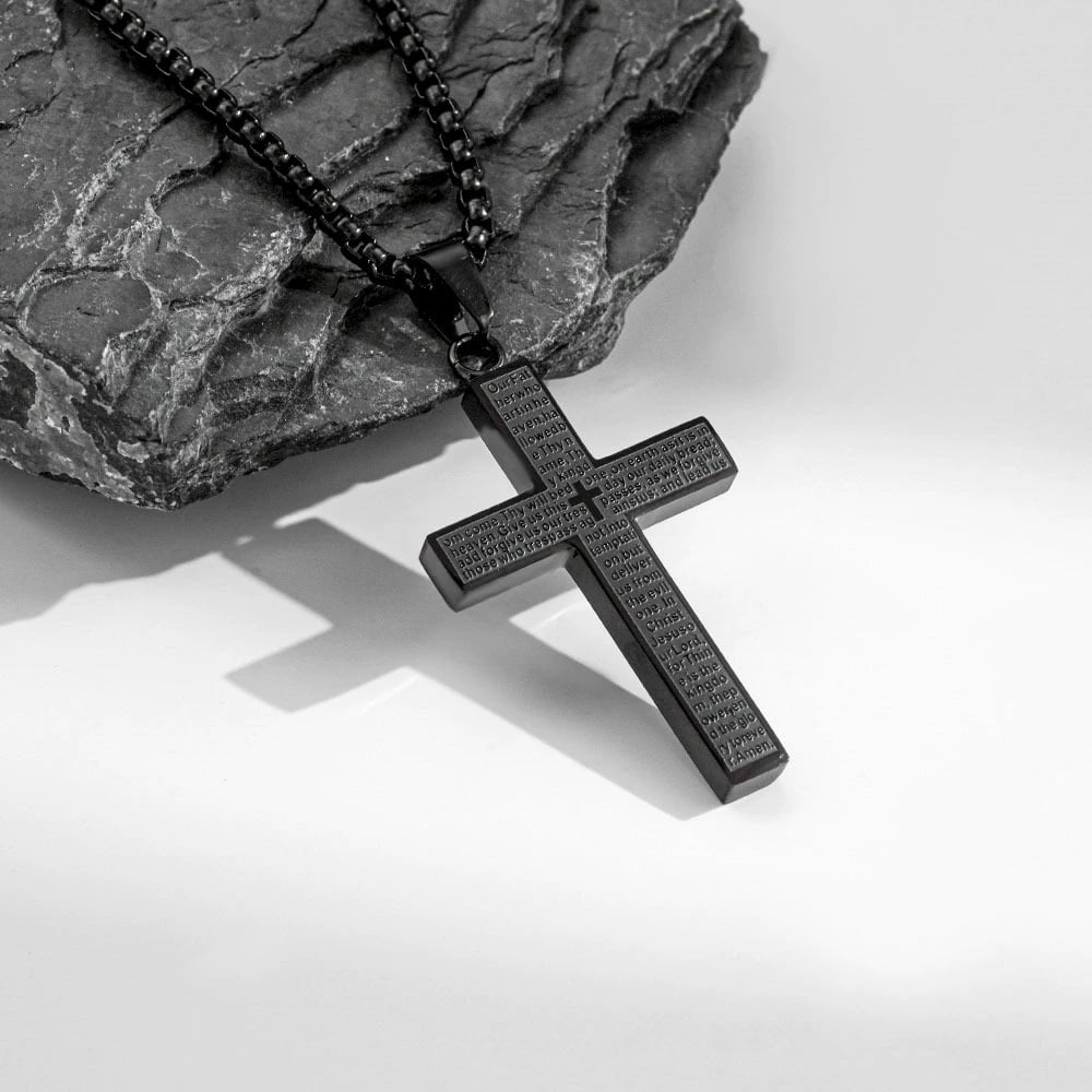 ✝️Lord's Prayer Scibble Cross Necklace