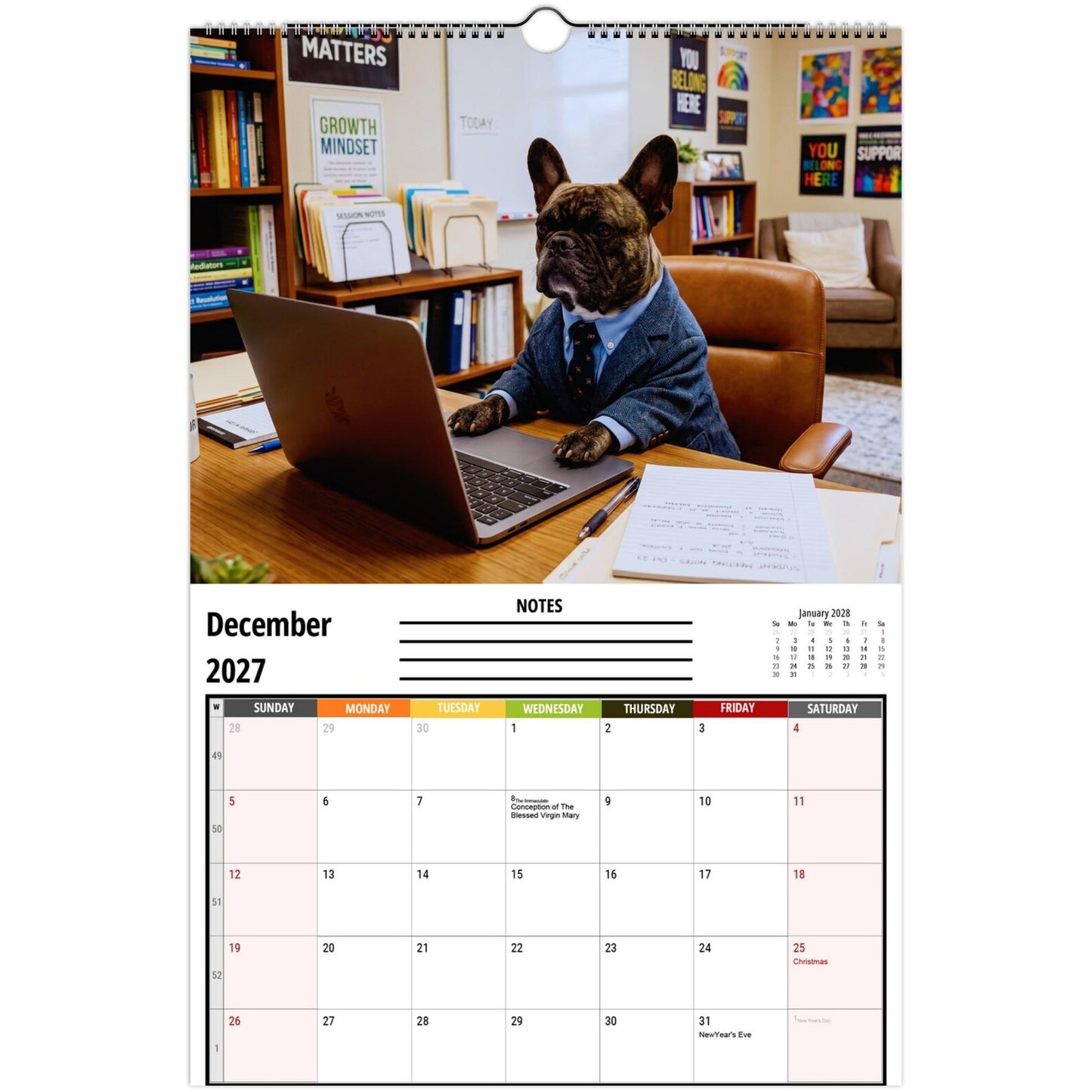 ๐ถ Funny French Bulldogs Wall Calendar 2027
