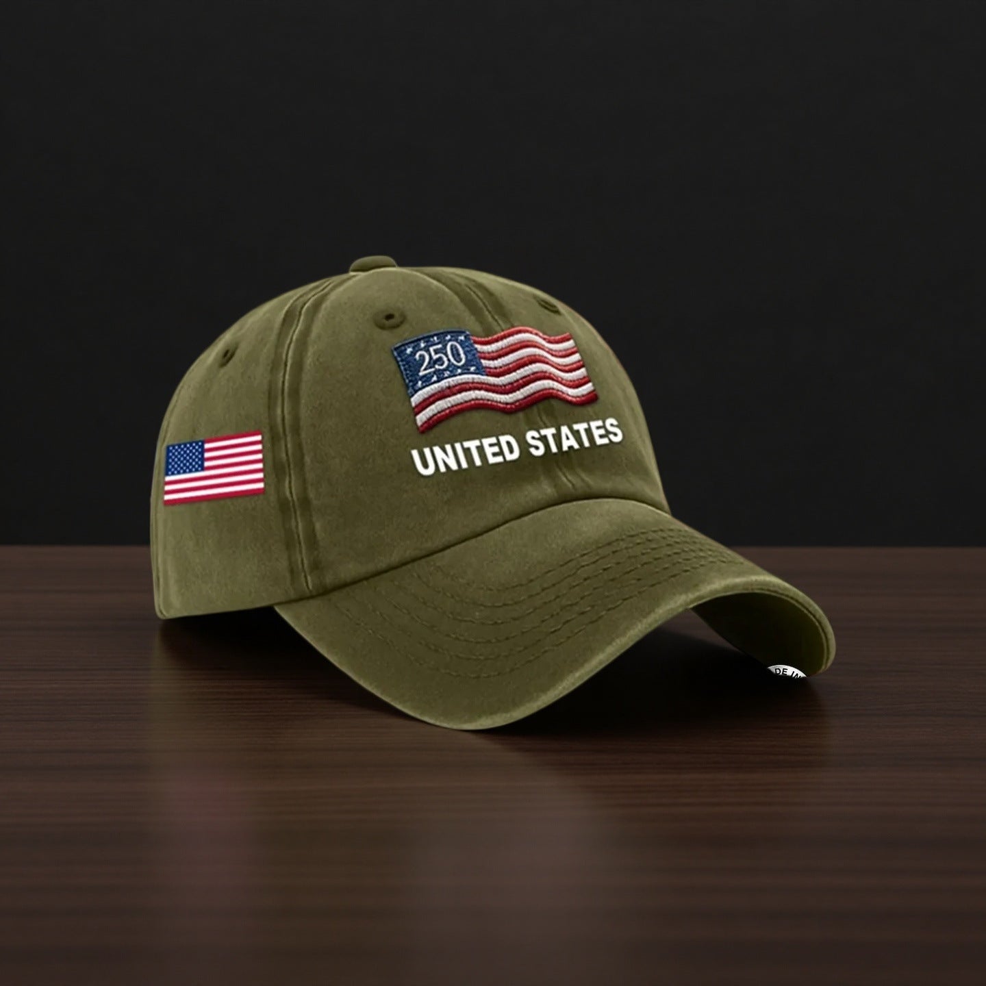 Custom Name United States 250th Anniversary Hat Printed USA Flag Patriotic Cap, Cotton Twill Adjustable Dad Hat for Men Women