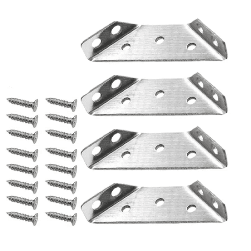 🔧 UNIVERSAL STAINLESS STEEL FURNITURE CORNER BRACES — Triangular Stability Reinforcement | Rust-Proof Structural Support & Easy Install 🔧