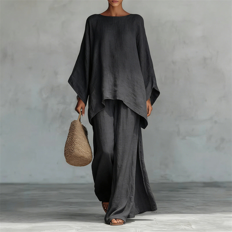 ๐ Women's Loose Top & Wide-Leg Pants Set โ Comfortable, Chic โจ