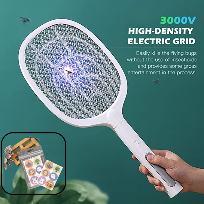 🔦 2-in-1 Mosquito Swatter | ·3000V High Voltage· Hands-Free Stand | Home/Kitchen/Patio/Camping