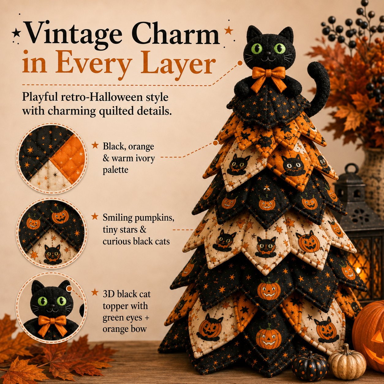 🔥LAST DAY 50% OFF - 🎃 DIY Halloween Quilted Fabric Tree Kit – Easy Layered Fabric Holiday Décor for Quilting Lovers(📦Buy 2 Free Shipping)