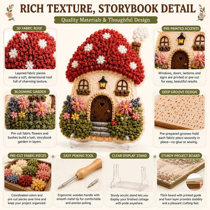 🍄 Whimsical Village 3D Fabric Poke Art Kit