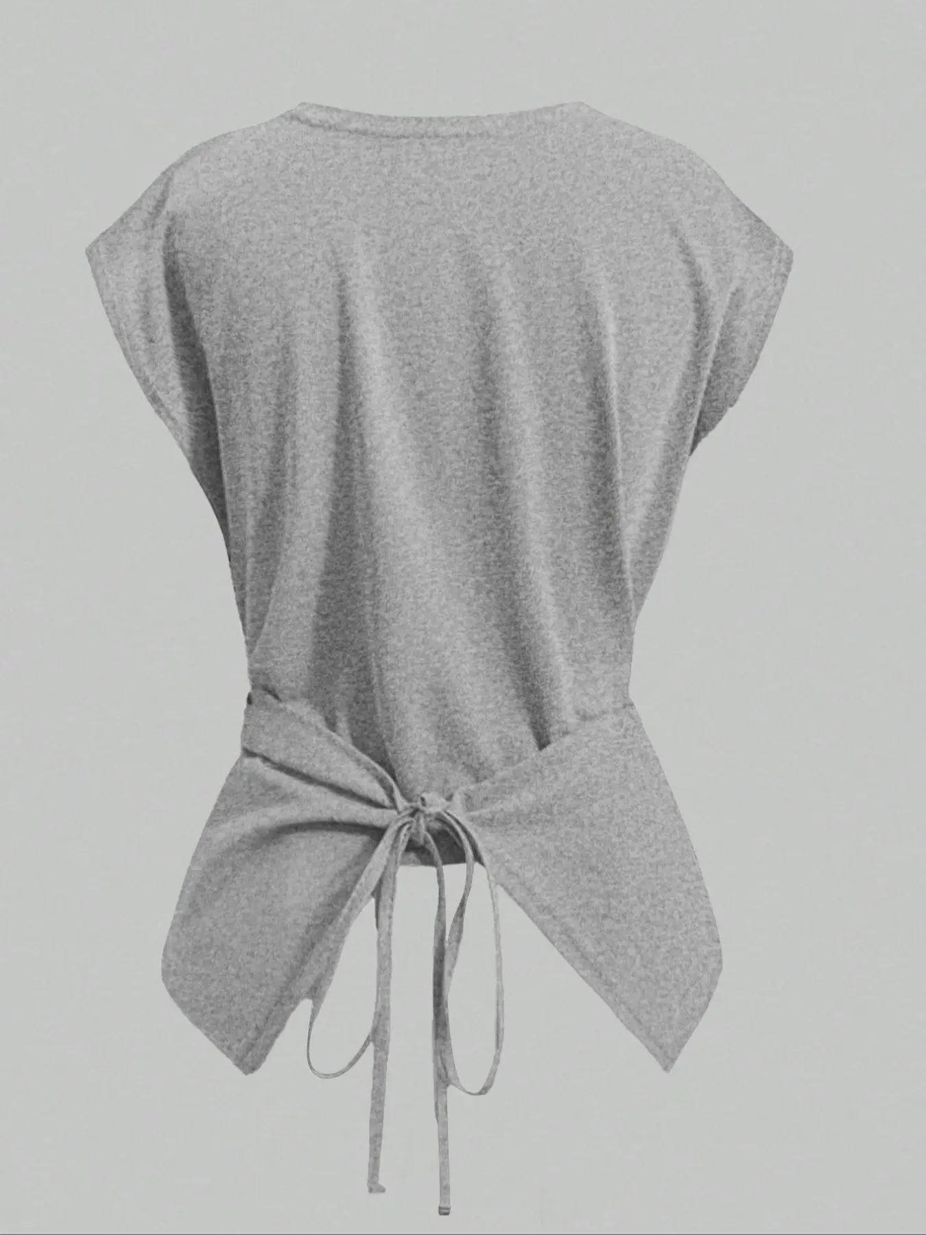 Women's Knitted Round Neck Criss Cross Back T-Shirt