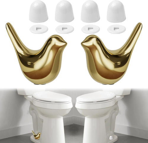 2Packs Ceramic Gold Birds Toilet Bolt Caps & 4Packs Universal Toilet Bolt Covers