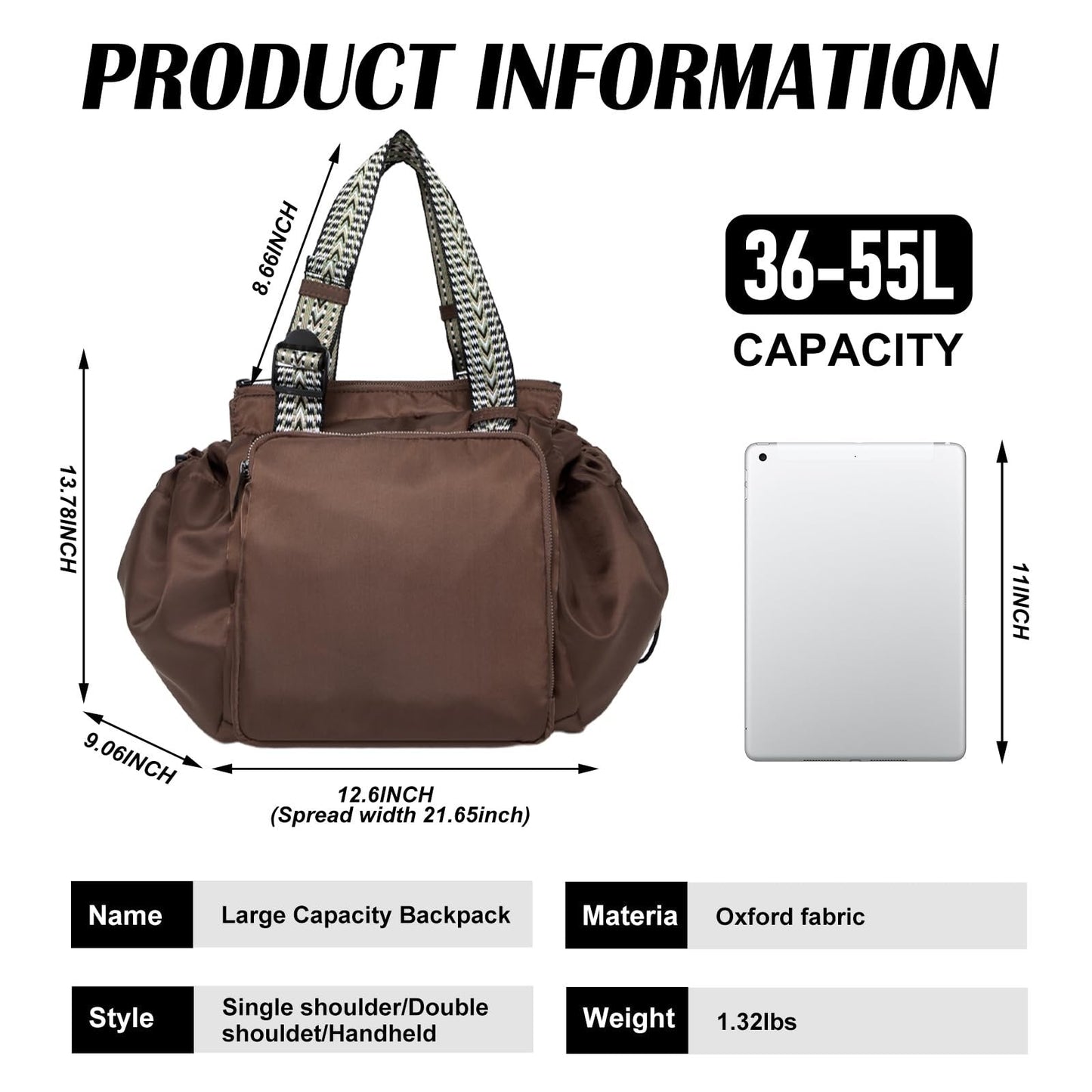 Convertible 15-Pocket Travel Tote Backpack