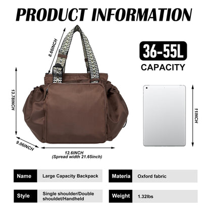 Convertible 15-Pocket Travel Tote Backpack