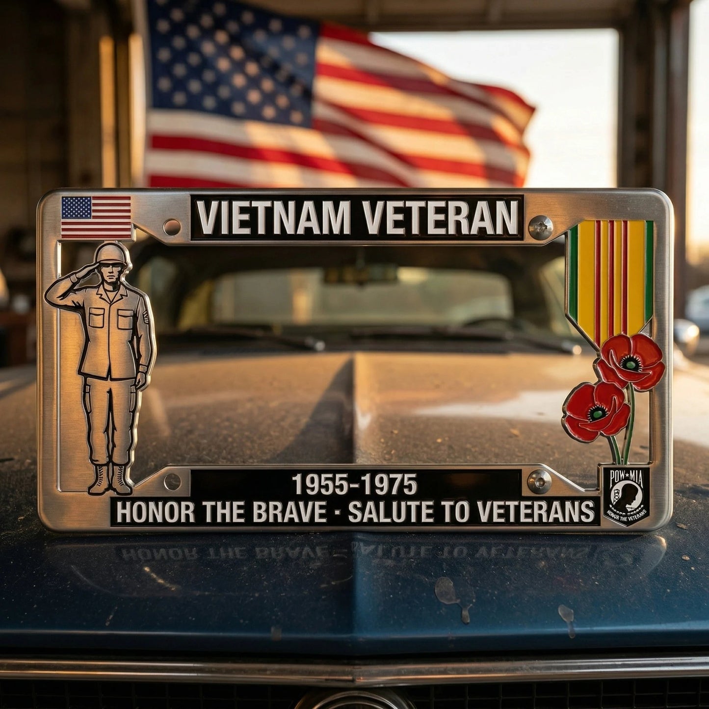 Vietnam Veteran Tribute License Plate Frame | Perfect for Front & Rear Use