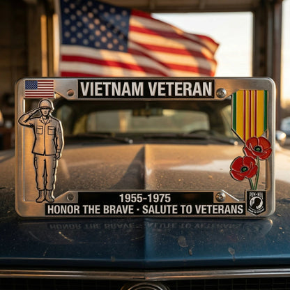 Vietnam Veteran Tribute License Plate Frame | Perfect for Front & Rear Use