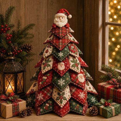 DIY Quilted Christmas Tree Kit – Handmade Fabric Holiday Tabletop Tree Decor
