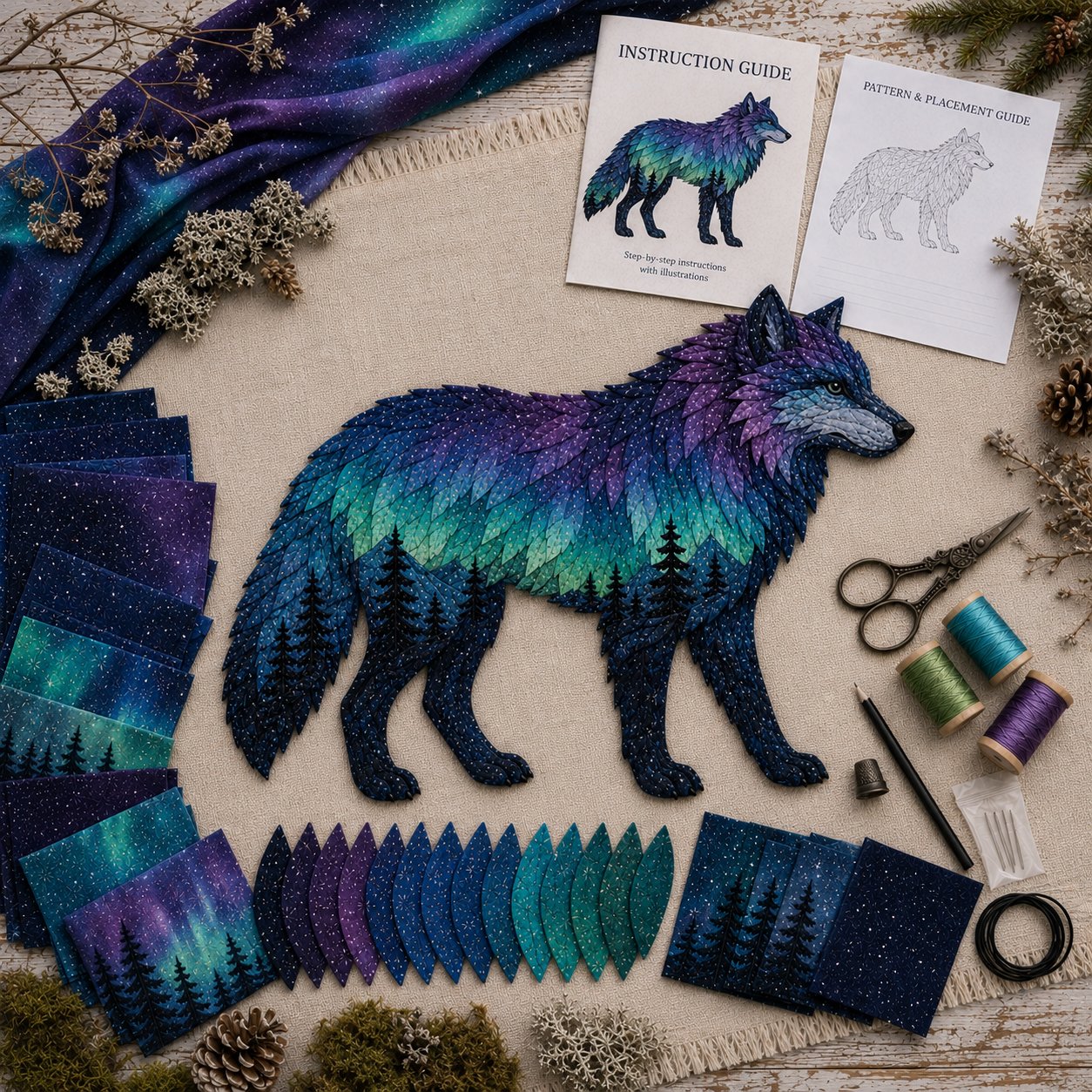 Northern Lights Wildlife DIY Patchwork Kit