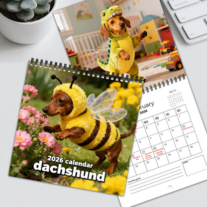 2026 Dachshund Wall Calendar – Cute Sausage Dog 12-Month Planner for Dog Lovers