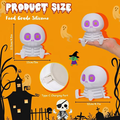 👻Halloween Skull Night Light, Soft Squeeze Silicone Lamp 7 Color Changing 🎃🦇