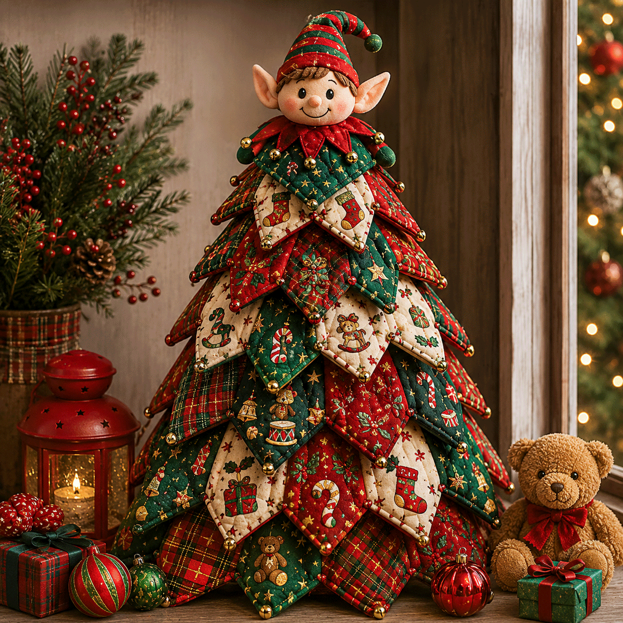 DIY Quilted Christmas Tree Kit – Handmade Fabric Holiday Tabletop Tree Decor