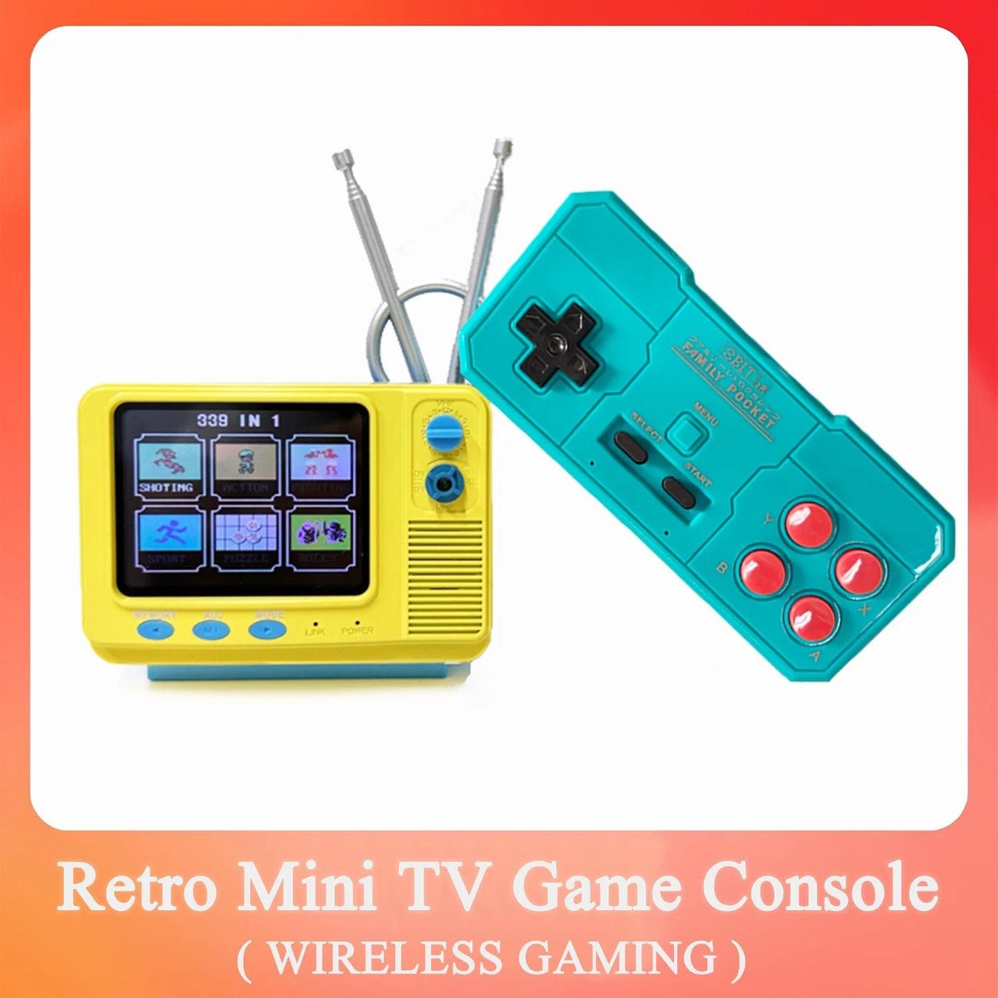 Retro Mini TV Game Console with Wireless Controller