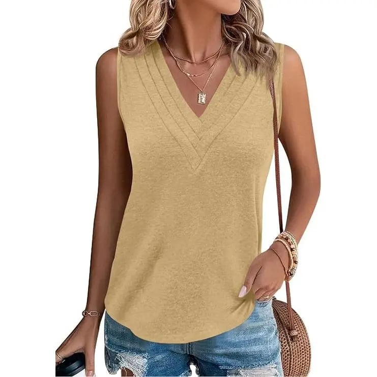 🎁✨Women V Neck Tank Tops Dressy Casual Summer Loose Fit Sleeveless Shirts Blouse Comfy Womenswear Soft Basic