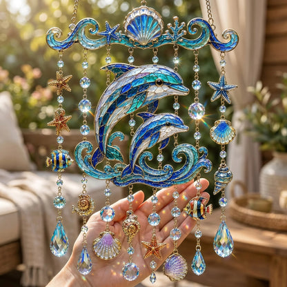 🐋 Ocean-Themed Crystal Wind Chime – Bring the Ocean Glow to Your Garden