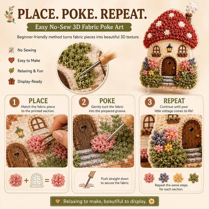 🍄 Whimsical Village 3D Fabric Poke Art Kit