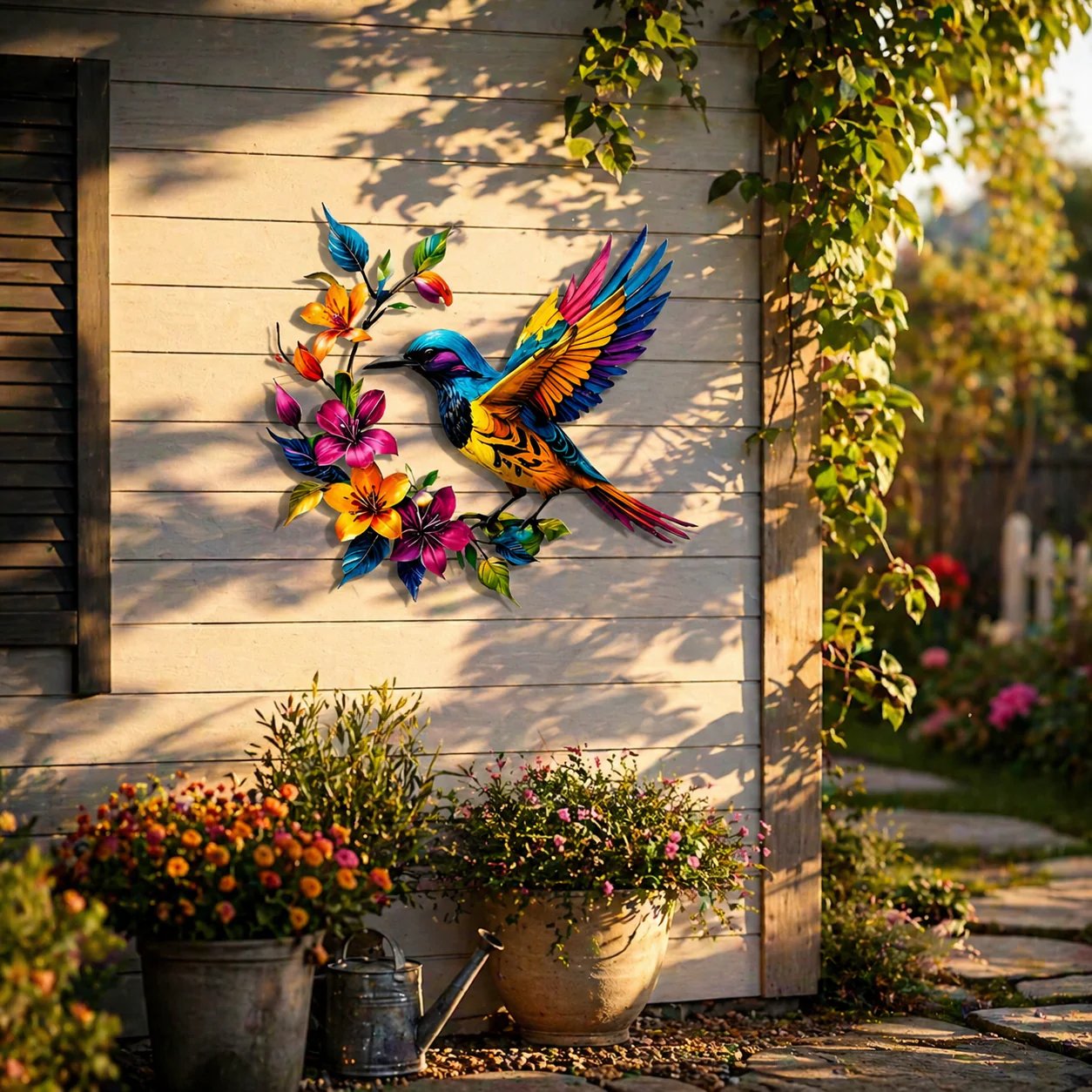 ✨Hummingbird Bloom Floral Metal Wall Art