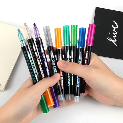 8/12/24/36/48 Colors Double Line Outline Art Pen Marker Pen