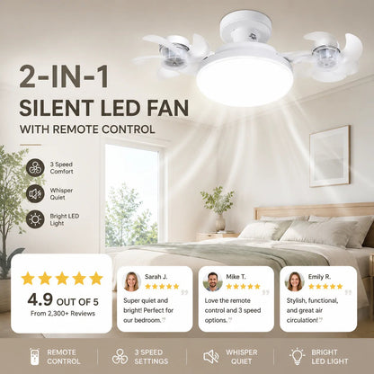🌀E26/E27 Socket Ceiling Fan Light – 2-in-1 LED Light & Quiet Fan with Remote Control