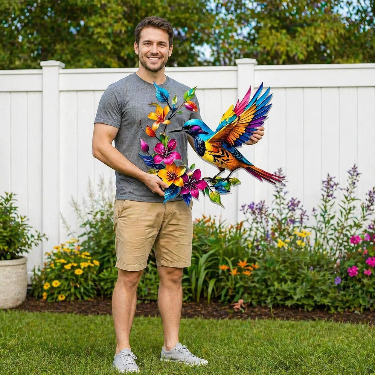 ✨Hummingbird Bloom Floral Metal Wall Art