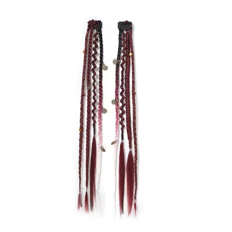 🔥🆕 2026 Boho Dreadlock Clip-In Hair Extensions 🌿 – 20" Braided Hair with Beads & Charms(✨2Pcs)