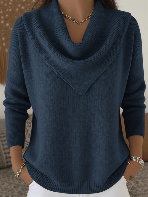 🔥Elegant Retro Soft Triangle Neck Solid Color Sweater Top