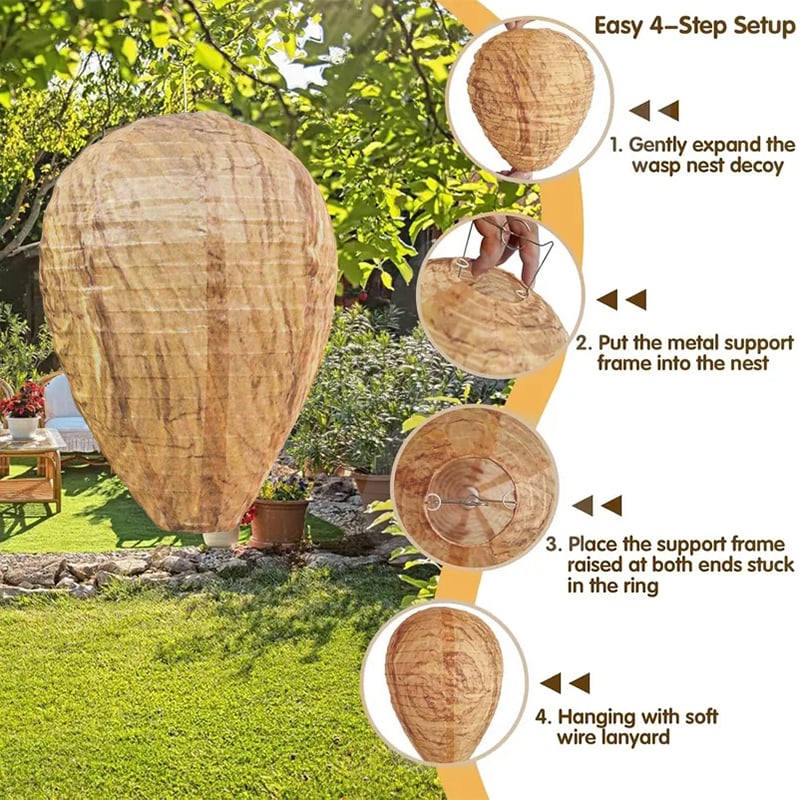 🐝Outdoor Hanging Fake Hornet Nest, Natural Wasp Repellent 👍