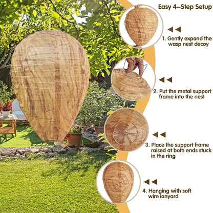 🐝Outdoor Hanging Fake Hornet Nest, Natural Wasp Repellent 👍
