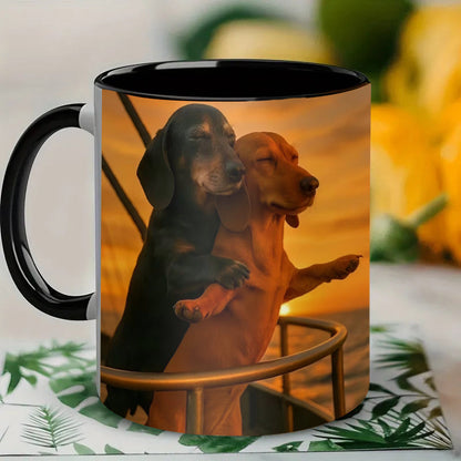 Couple Dachshund Love Mug – Cute Ceramic Coffee Cup for Dog Lovers