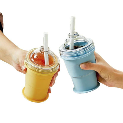 🧊Portable Folding Ice Hockey Cup, Creative Silicone Food Grade Ice Cup Mold With Straw, Handy Cup For Summer Outings.
